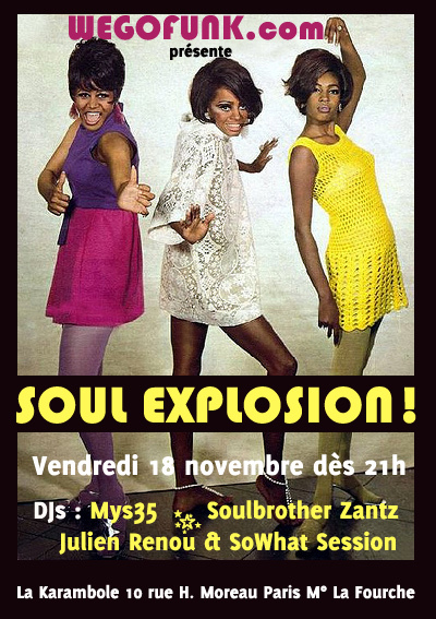 Soirée Soul Explosion avec Wegofunk à La Karambole, dans le cadre des Nuits Capitales, le 18 novembre Soirée Soul Explosion avec Wegofunk à La Karambole, dans le cadre des Nuits Capitales, le 18 novembre