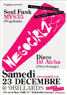 Funky XMAS avec Wegogirlz @ 9Billards, le Samedi 23 Décembre 2006 - FREE !! Funky XMAS avec Wegogirlz @ 9Billards, le Samedi 23 Décembre 2006 - FREE !!