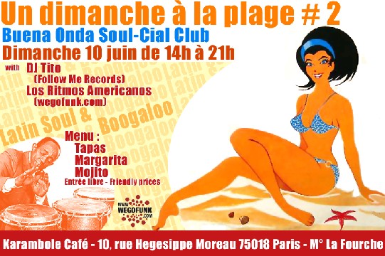 Dimanche 10 juin à la Plage : Let's Boogaloo! :: Brunch musical au Karambole Café Dimanche 10 juin à la Plage : Let's Boogaloo! :: Brunch musical au Karambole Café