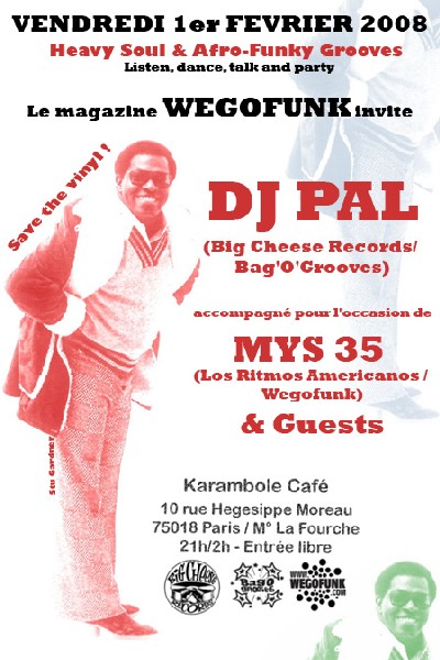 Vendredi 1er Février : Wegofunk Party invite DJ Pal (Big Cheese Records)