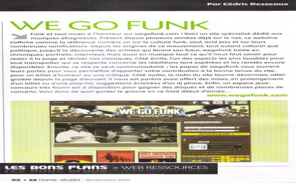 Wegofunk dans le magazine Keyboards Recording
